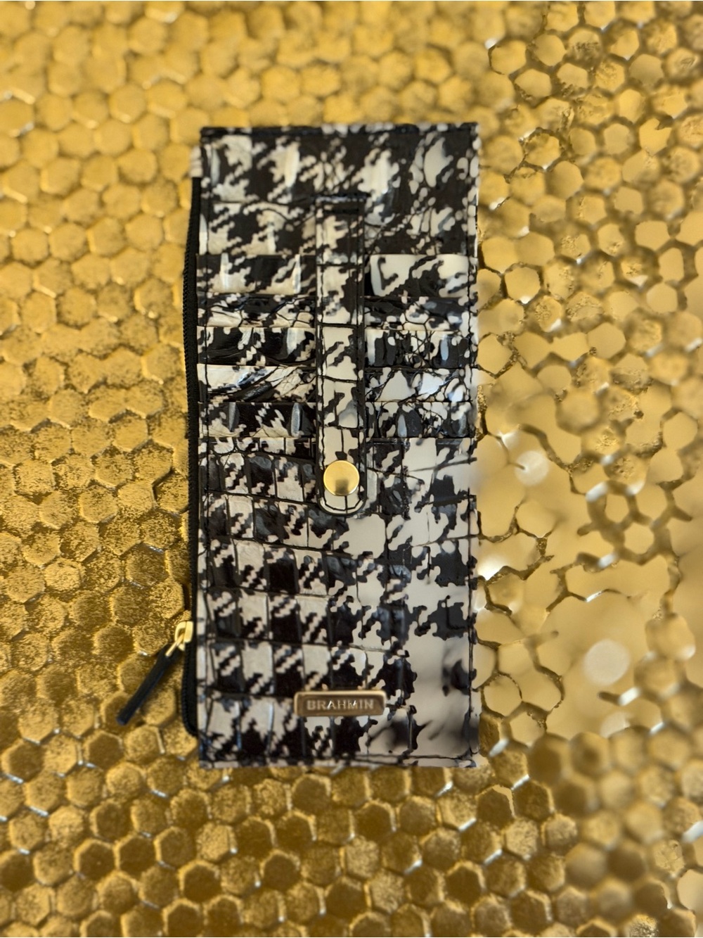 Brahmin Black & White Houndstooth Creditcard Wallet